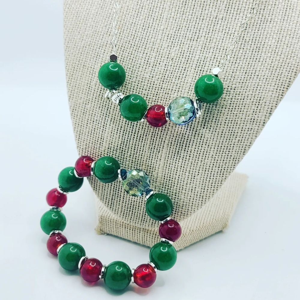 Malasyan Jade, Murano Glass stainless steel chain necklace and bracelet